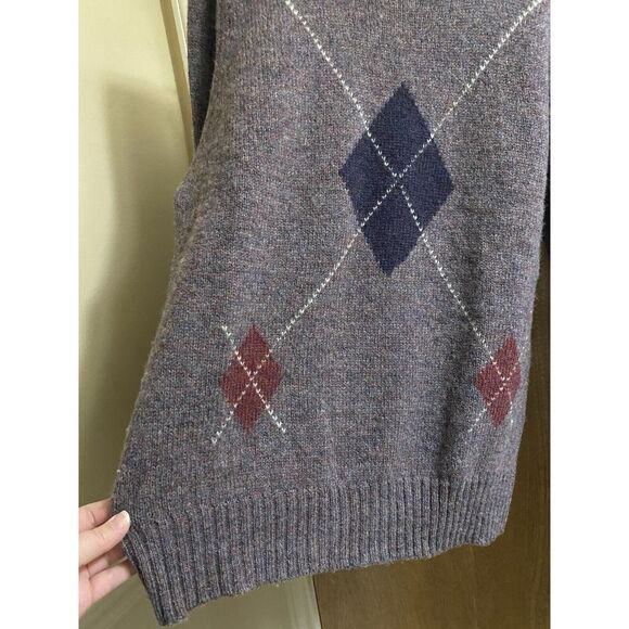 Vintage Cattivo Sweater Pullover 100% Pure Shetland Wool Argyle Patterns L Mauve - Picture 4 of 12